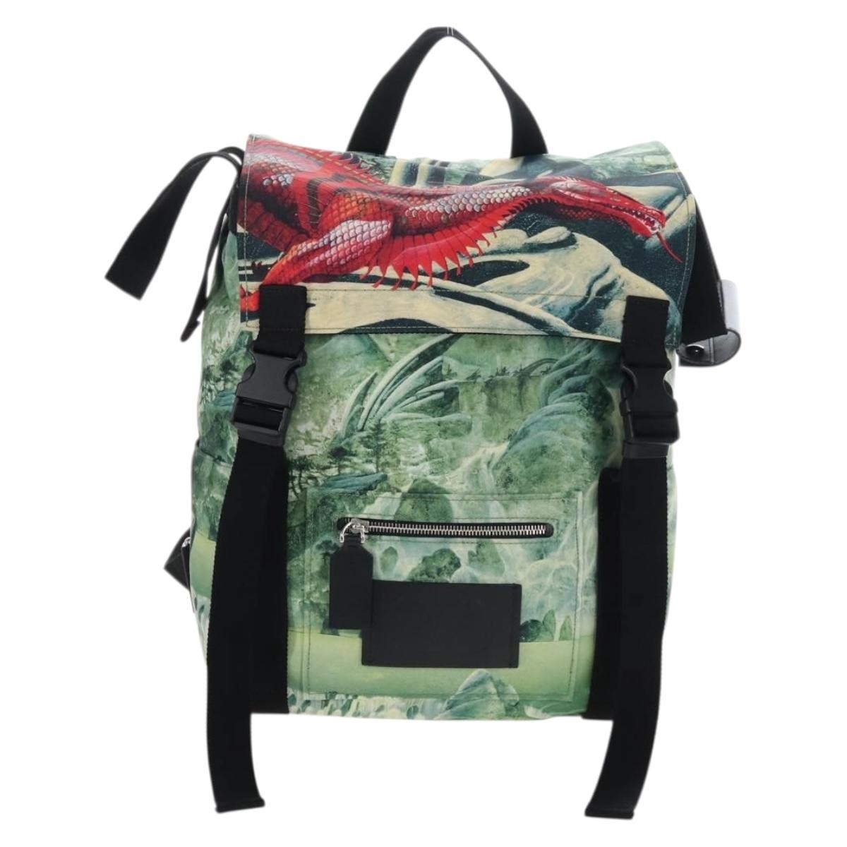 Valentino Garavani X Roger Dean Dragon Printed Nylon Green Nylon Backpack Bag (Pre-Owned)