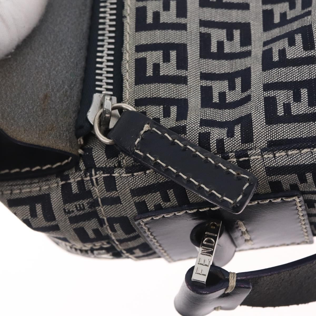 Fendi Shoulder Zucchino Canvas Navy Canvas Shoulder Bag Bag (Pre-Owned)