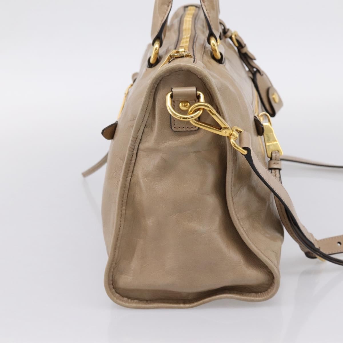 Miu Miu Convertible Bauletto Vitello Shine Beige Leather Handbag (Pre-Owned)