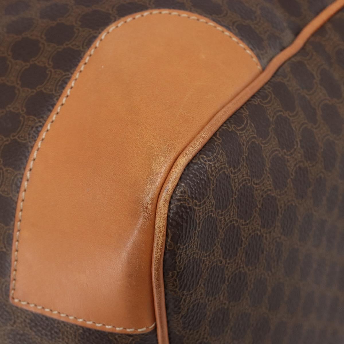 Celine Vintage Duffle Macadam Coated Canvas Brown Canvas Handbag (Pre-Owned)