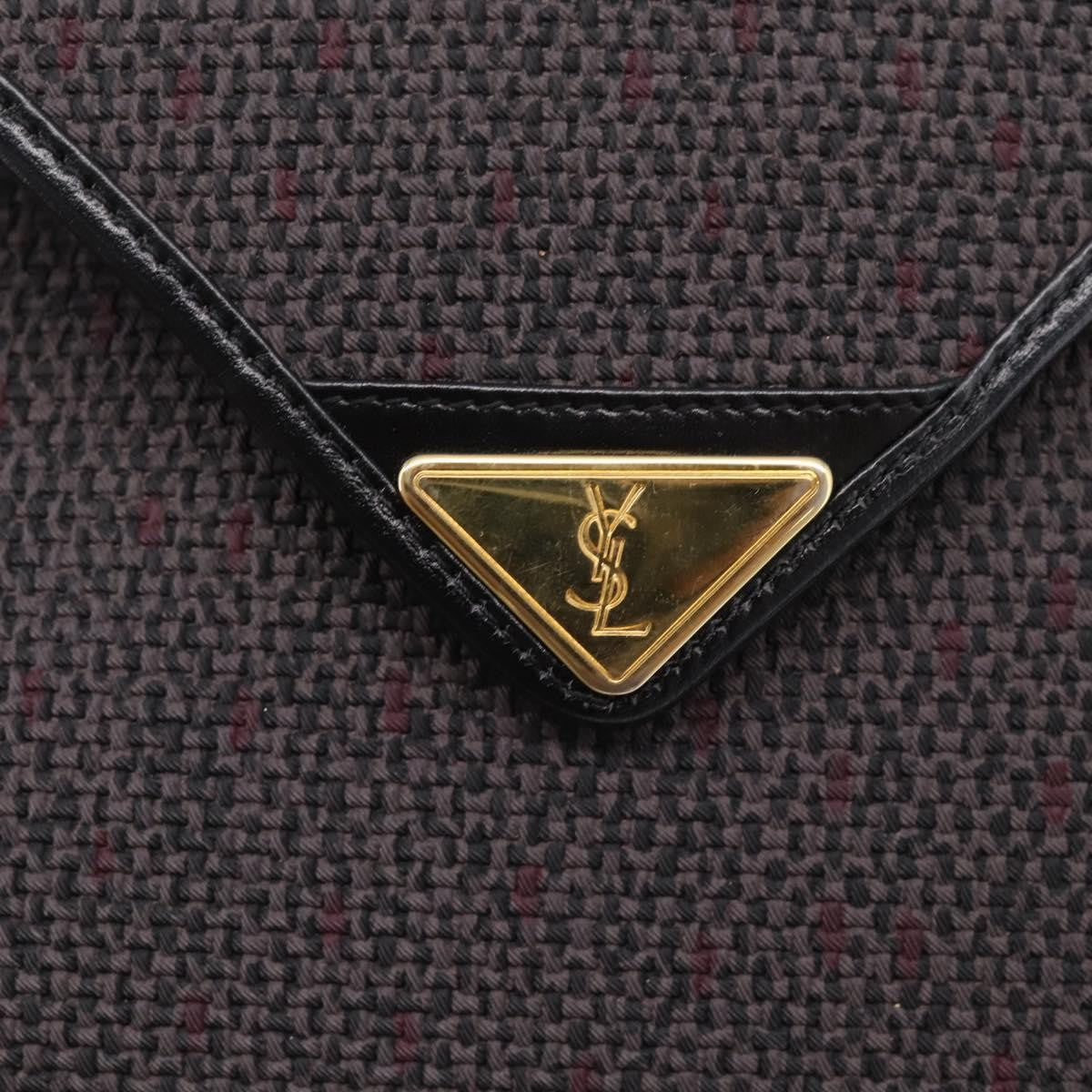 Saint Laurent Vintage Shoulder Bag Leather Gray Canvas Shoulder Bag Bag (Pre-Owned)