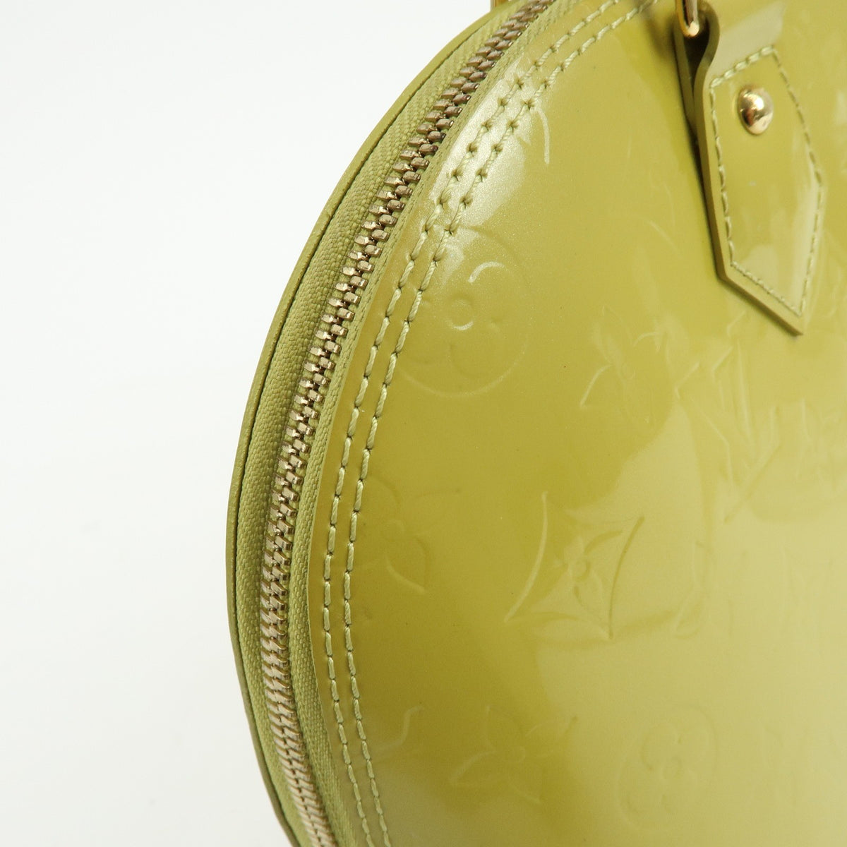 Louis Vuitton Alma Monogram Vernis Green Patent_Leather Handbag (Pre-Owned)