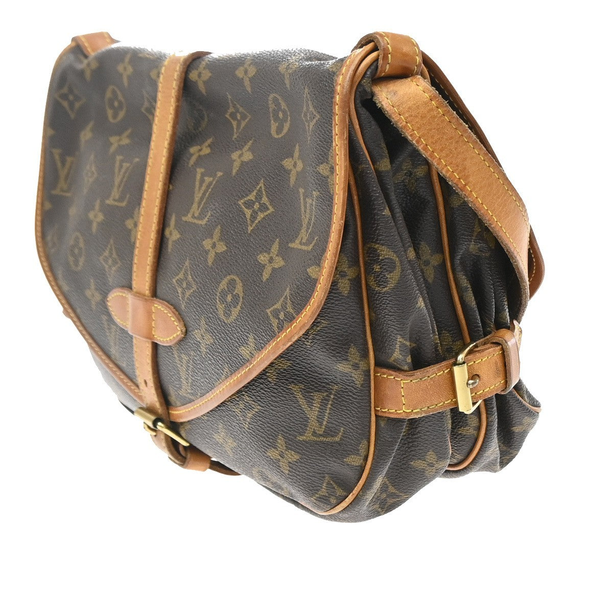 Louis Vuitton Saumur Monogram Brown Canvas Shoulder Bag Bag (Pre-Owned)
