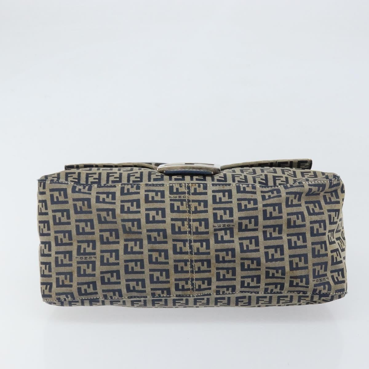 Fendi Mamma Baguette Zucca Jacquard Velvet Navy Canvas Shoulder Bag Bag (Pre-Owned)