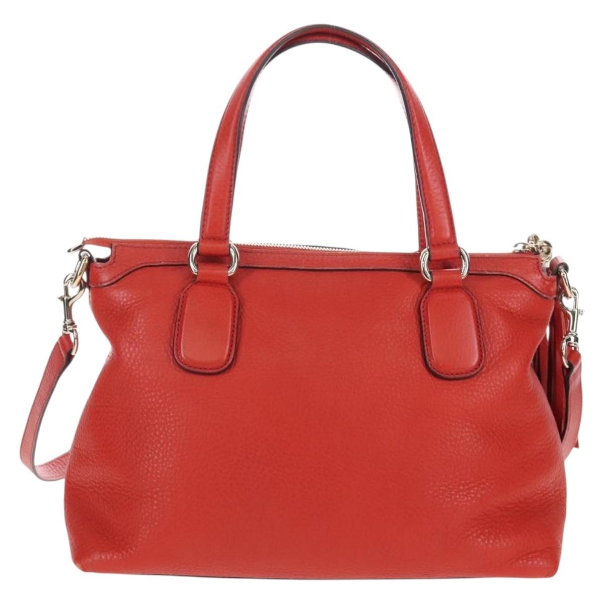 Gucci Soho Convertible Soft Top Handle Leather Orange Leather Handbag (Pre-Owned)