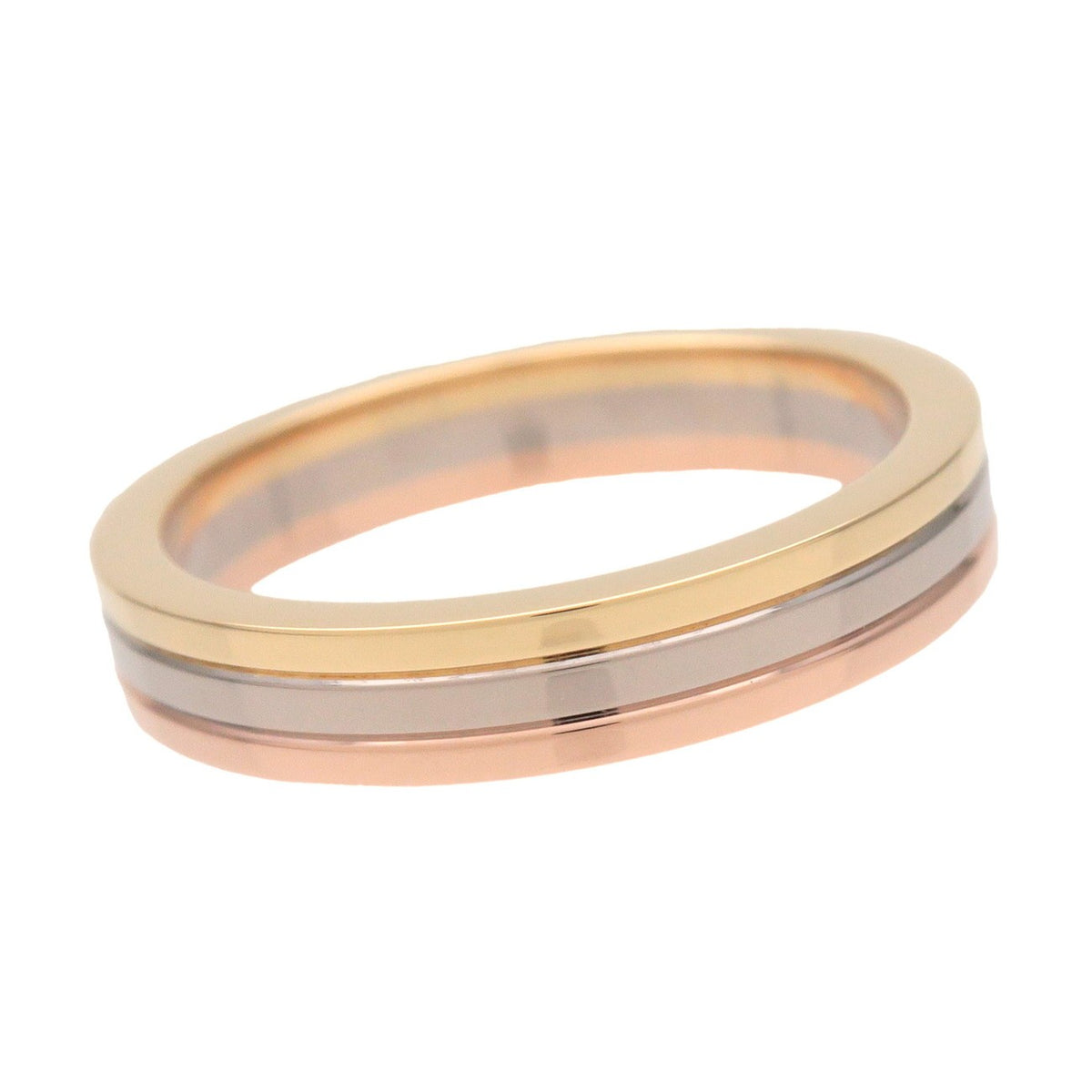 Cartier Vendome Louis Cartier Wedding Band 18K Tricolor Gold Multicolour Yellow_Gold Ring Jewelry (Pre-Owned)