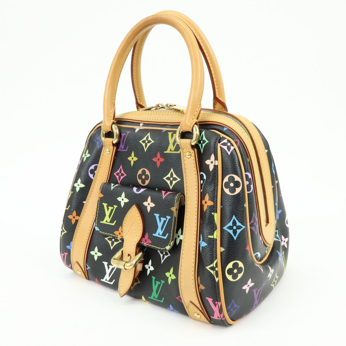 Louis Vuitton Priscilla Monogram Multicolor Black Canvas Handbag (Pre-Owned)
