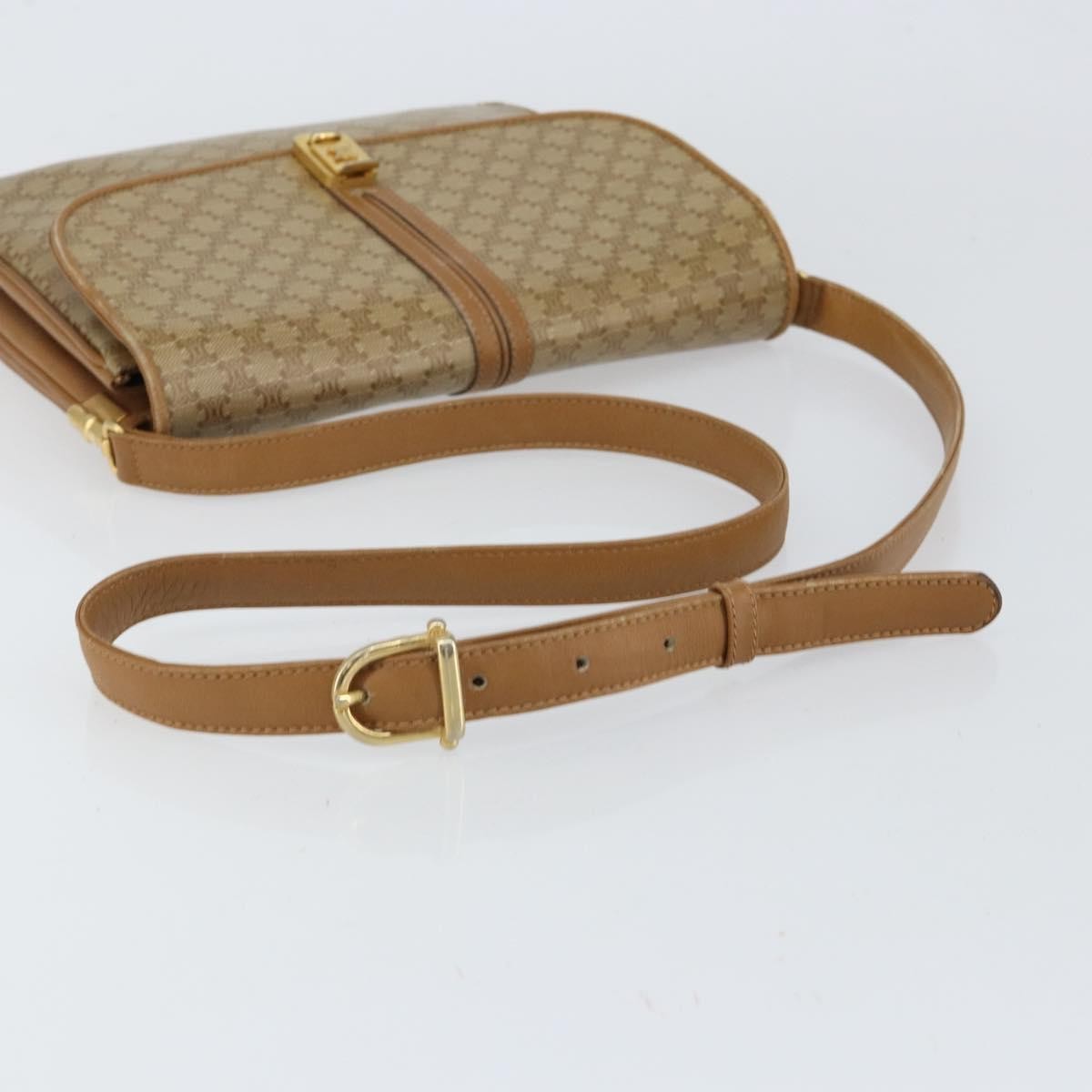 Celine Macadam Shoulder Canvas Beige Canvas Shoulder Bag Bag (Pre-Owned)