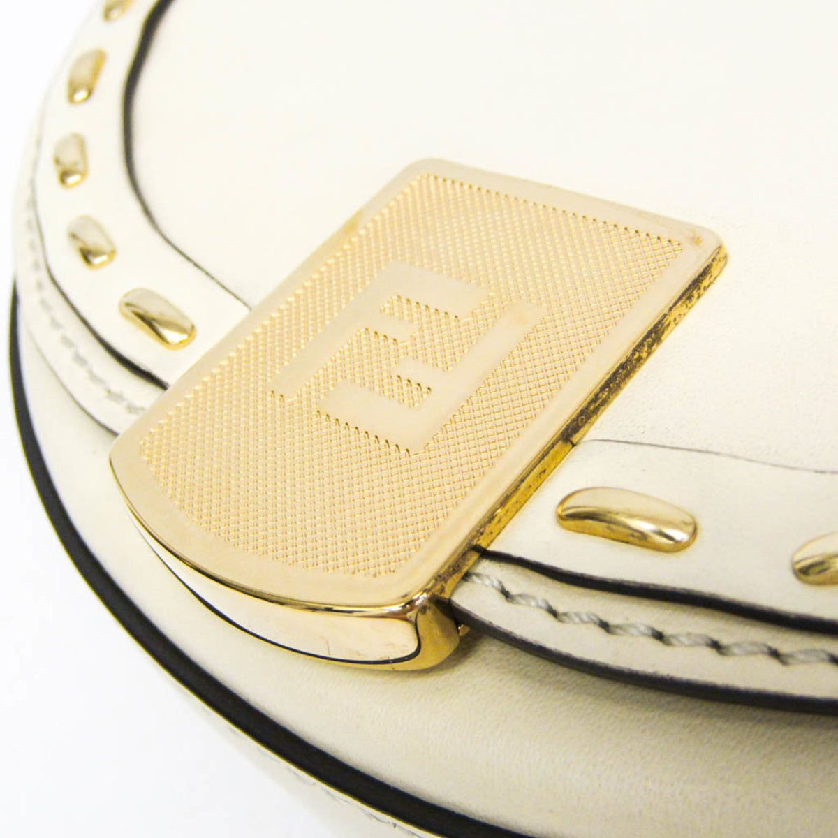 Fendi Moonlight Flap Leather With Plexiglass Detail White Leather Shoulder Bag Bag (Pre-Owned)