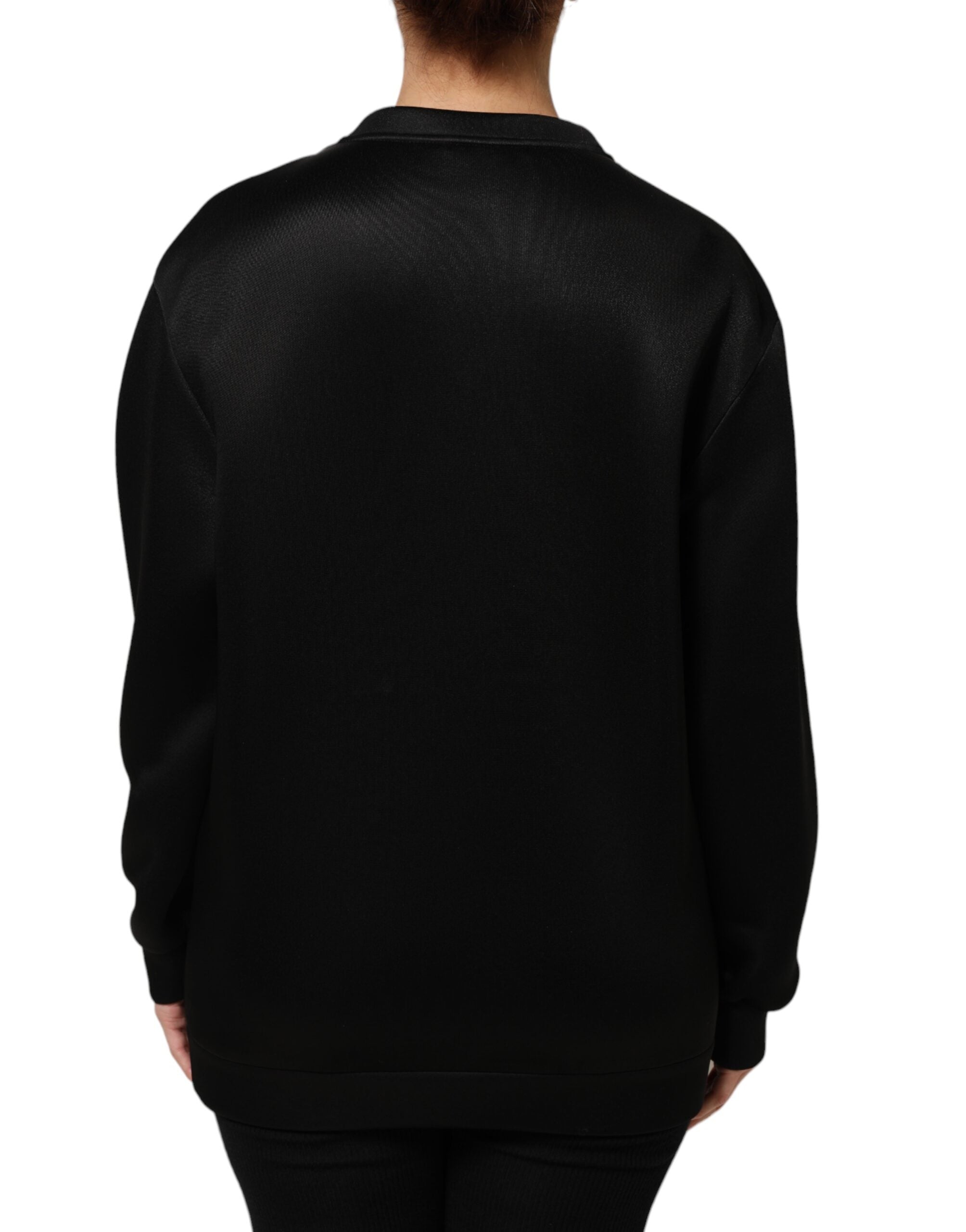 Dolce & Gabbana Black Crystal DG Necklace Sweatshirt Women's Sweater (Pre-Owned)