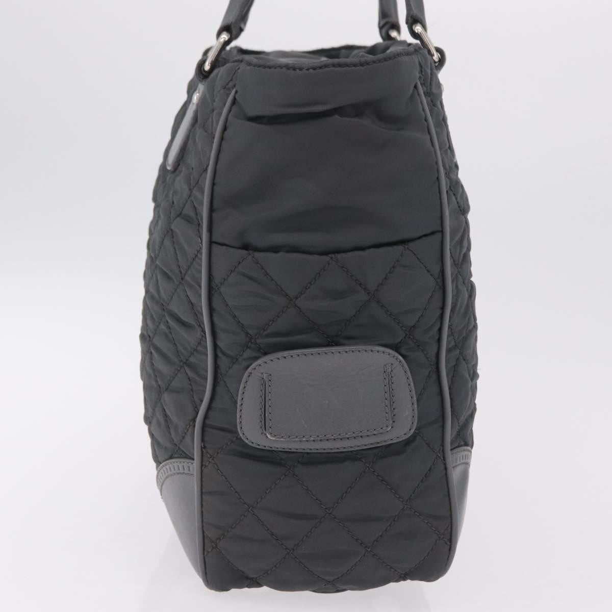 Chanel Vintage Cc Quilted Nylon Gray Nylon Tote Bag Bag (Pre-Owned)