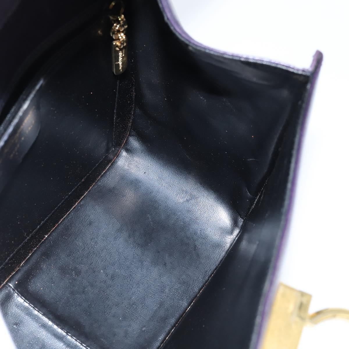 Salvatore Ferragamo Gancini Leather Navy Leather Shoulder Bag Bag (Pre-Owned)