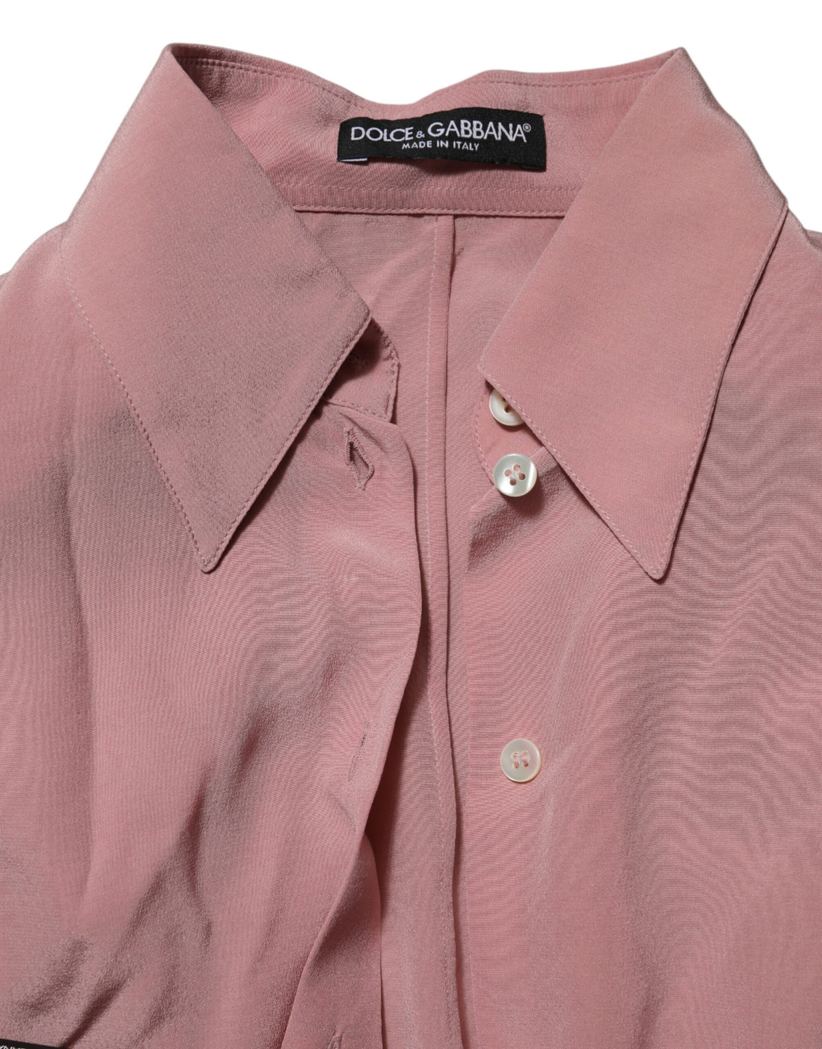 Dolce & Gabbana Pink Silk Collared Long Sleeves Blouse Women's Top (Pre-Owned)