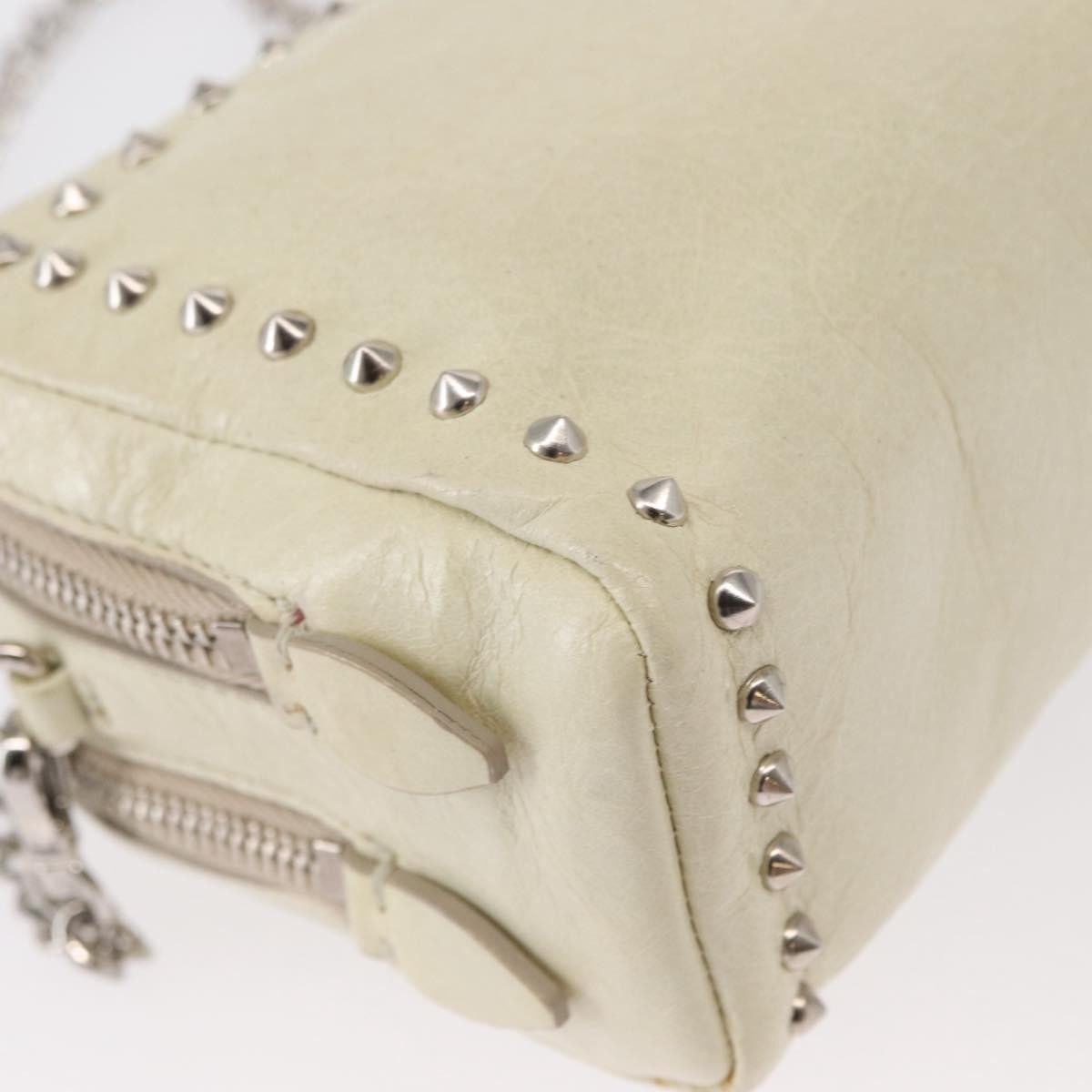 Miu Miu Chain Leather Ecru Leather Shoulder Bag Bag (Pre-Owned)