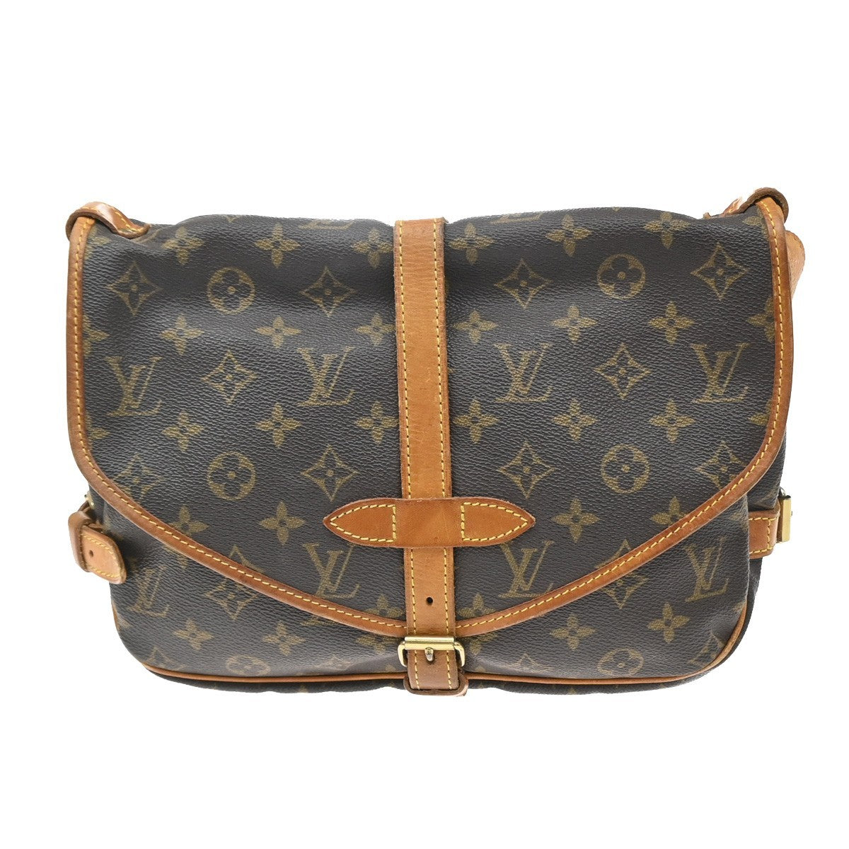 Louis Vuitton Saumur Monogram Brown Canvas Shoulder Bag Bag (Pre-Owned)