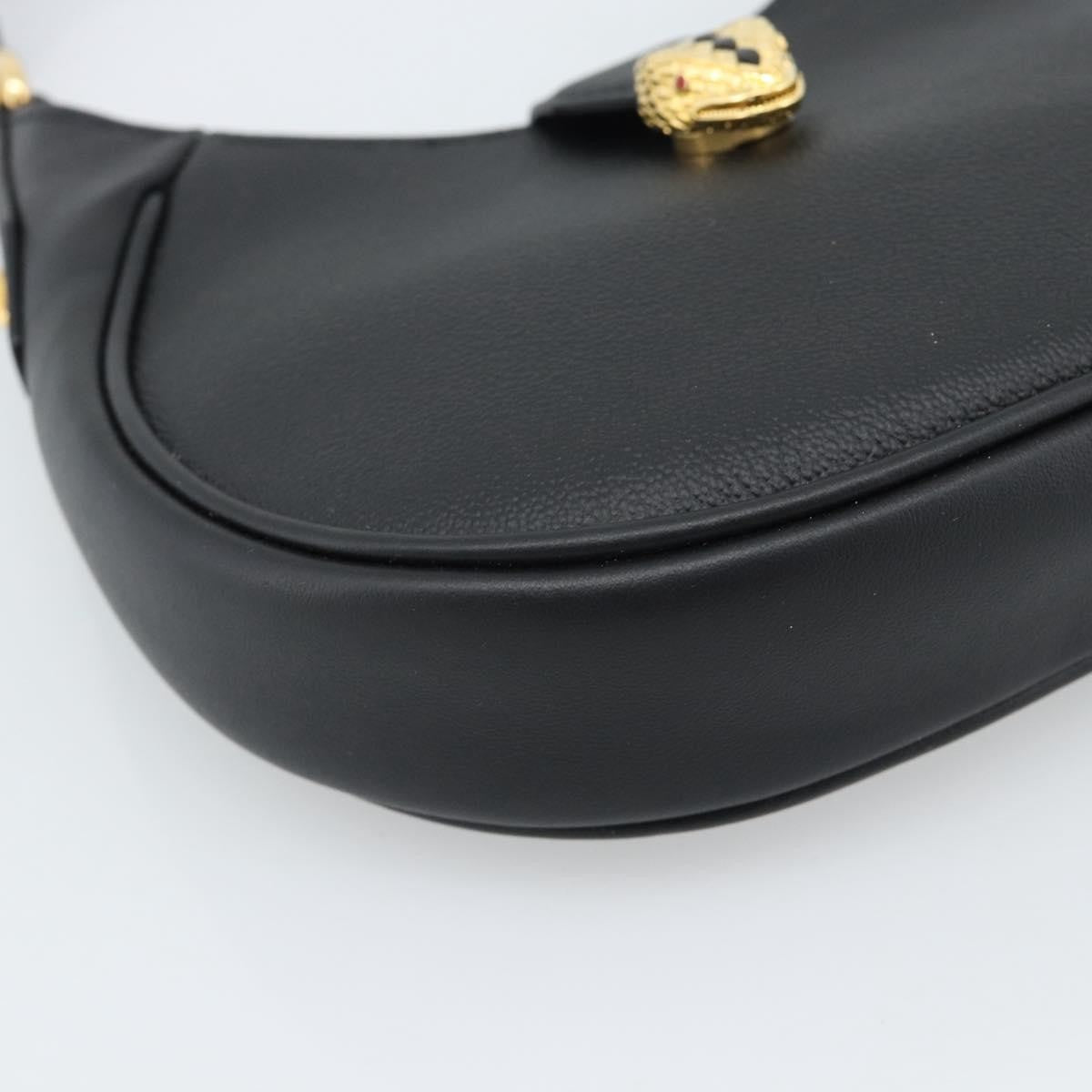 Bvlgari Serpenti Ellipse Leather Black Leather Shoulder Bag Bag (Pre-Owned)