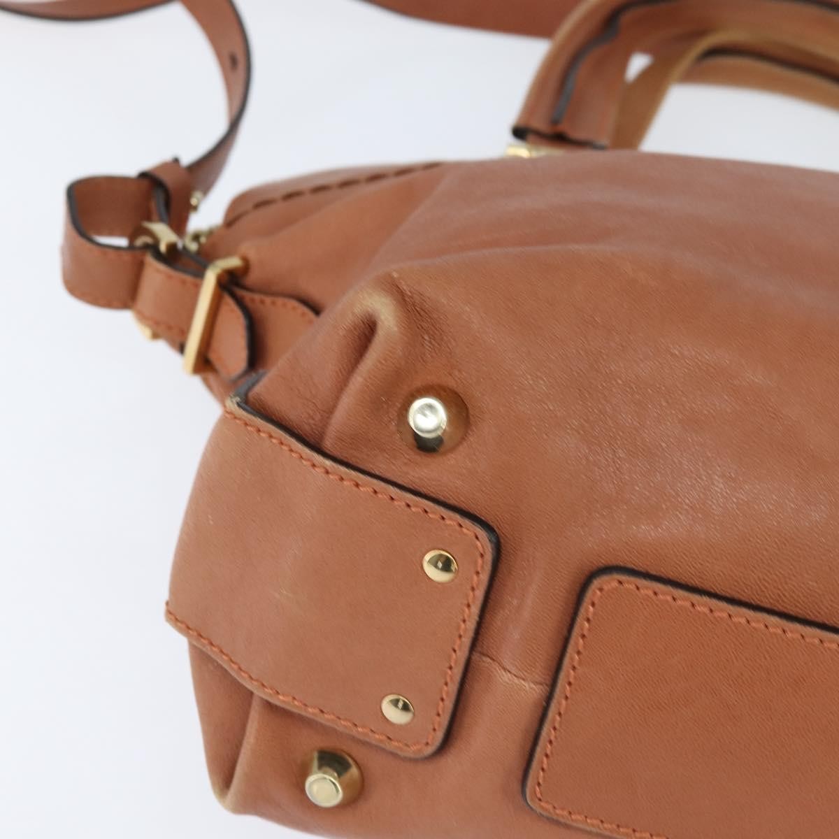 Chloe Angie Tote Leather Brown Leather Tote Bag Bag (Pre-Owned)