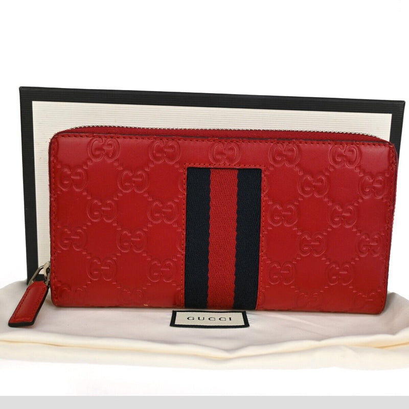 Gucci Guccissima Red Leather Wallet  (Pre-Owned)
