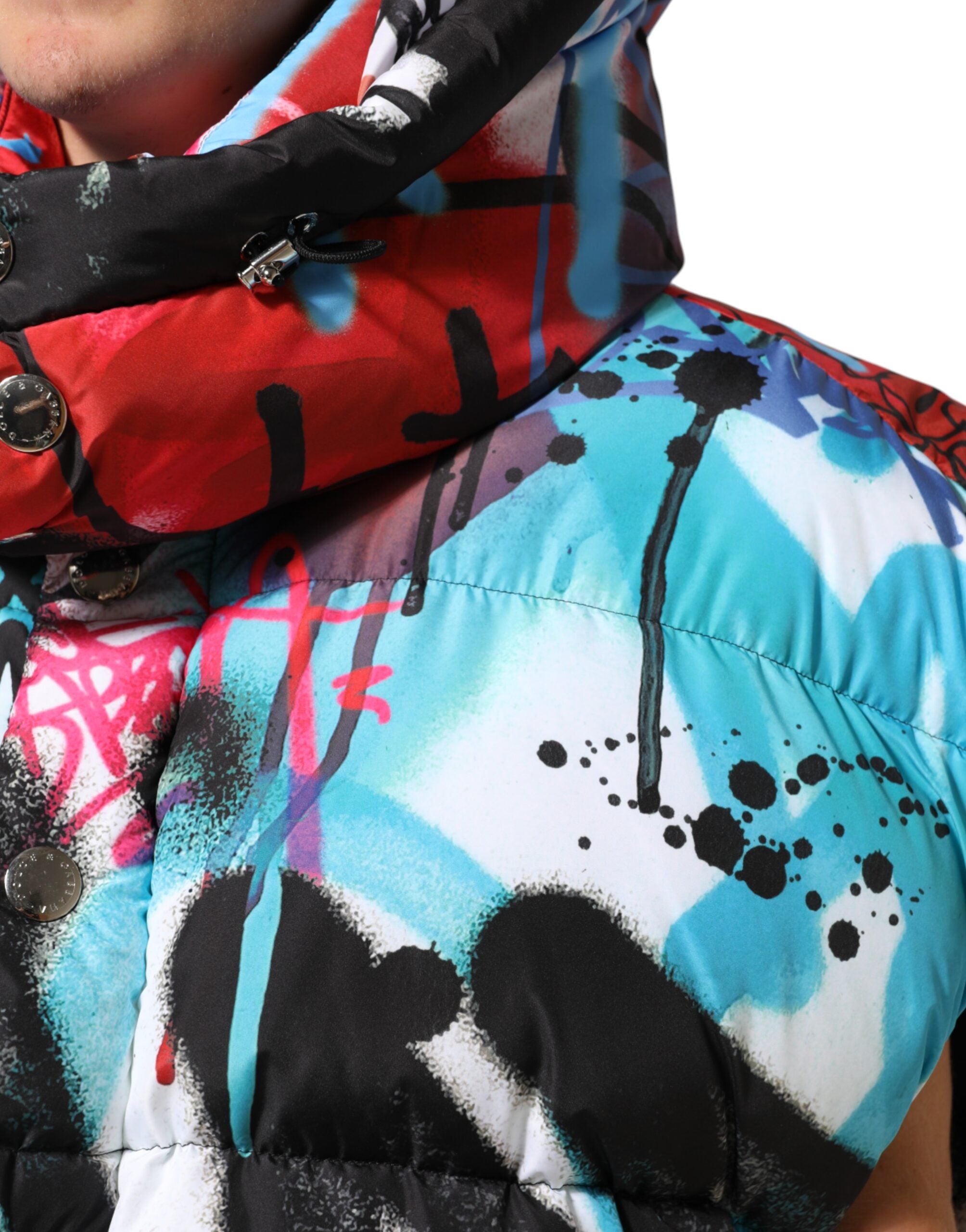 Dolce & Gabbana Multicolor Graffiti Hooded Sportswear Vest Men's Jacket (Pre-Owned)