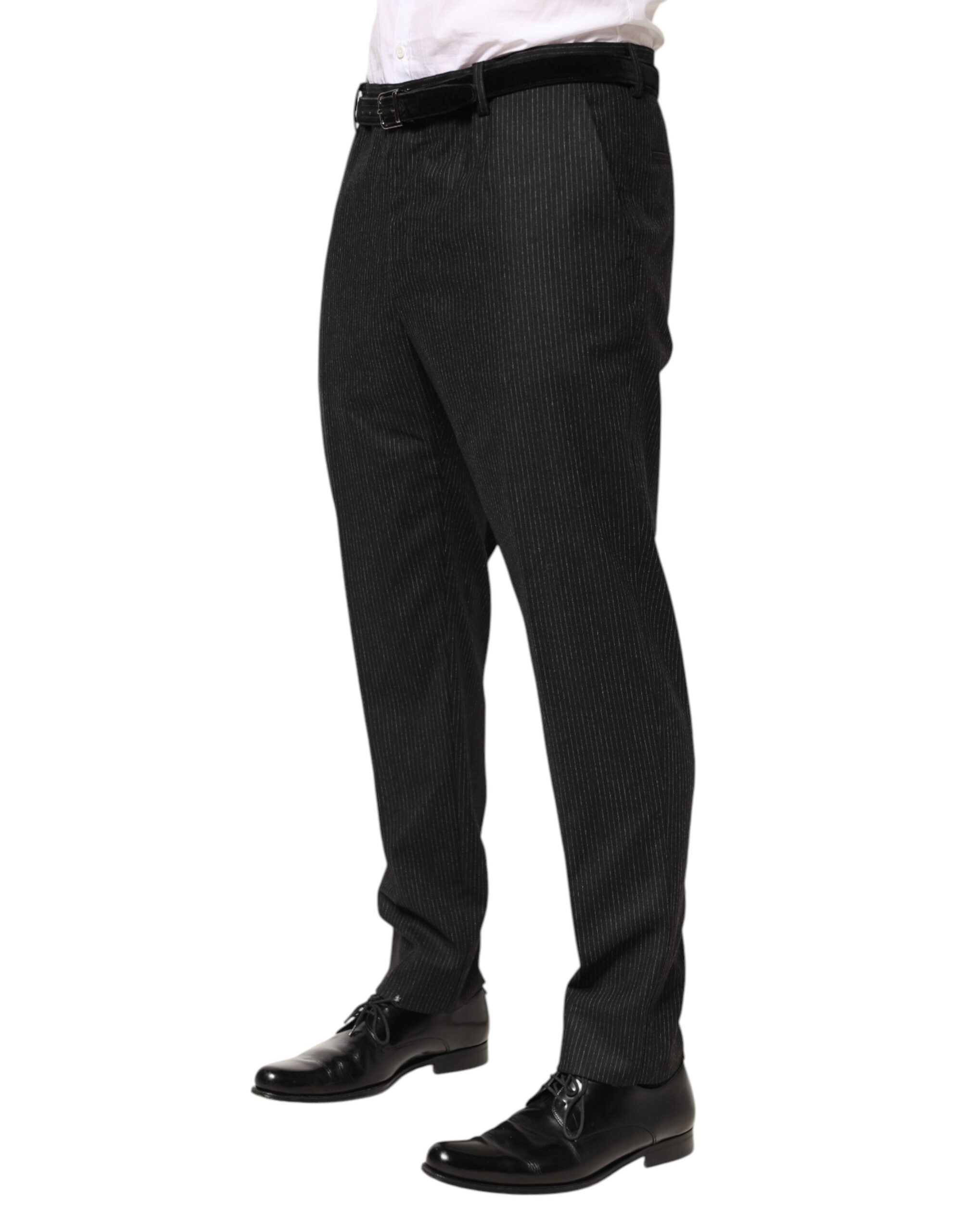 Dolce & Gabbana Black Cotton Mid Waist Dress Trouser Men's Pants