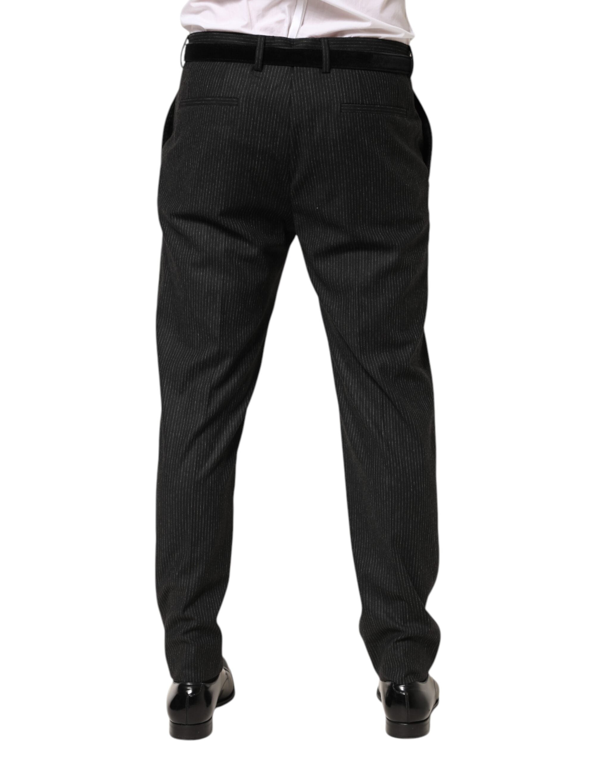 Dolce & Gabbana Black Cotton Mid Waist Dress Trouser Men's Pants