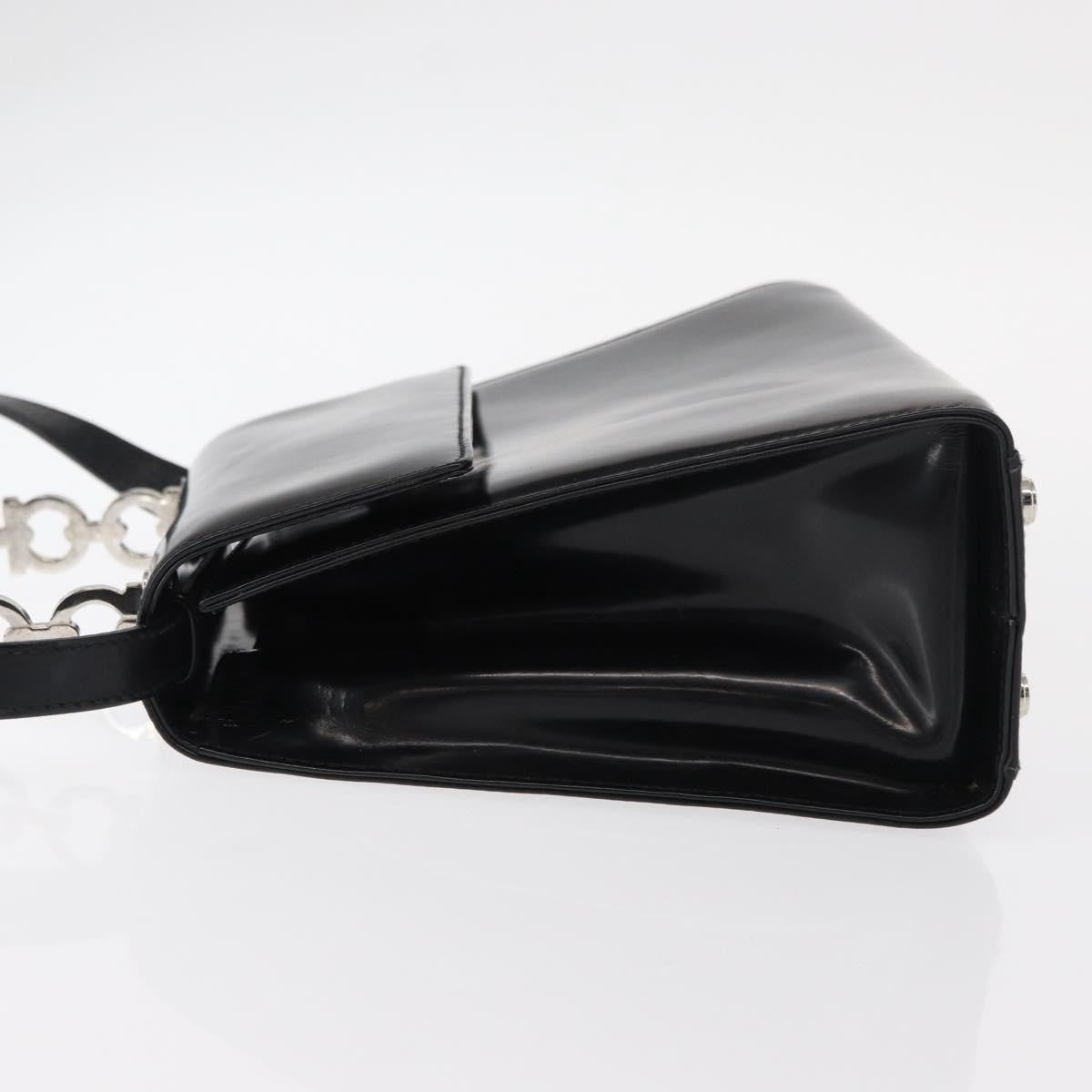 Salvatore Ferragamo Gancini Leather Black Leather Handbag (Pre-Owned)