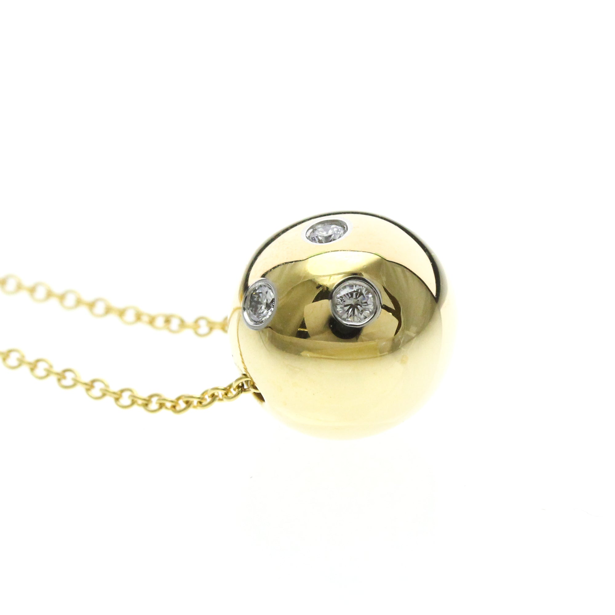 Tiffany & Co. Etoile Ball Pendant 18K Yellow Gold With Platinum And Diamonds Gold Yellow_Gold Necklace Jewelry (Pre-Owned)