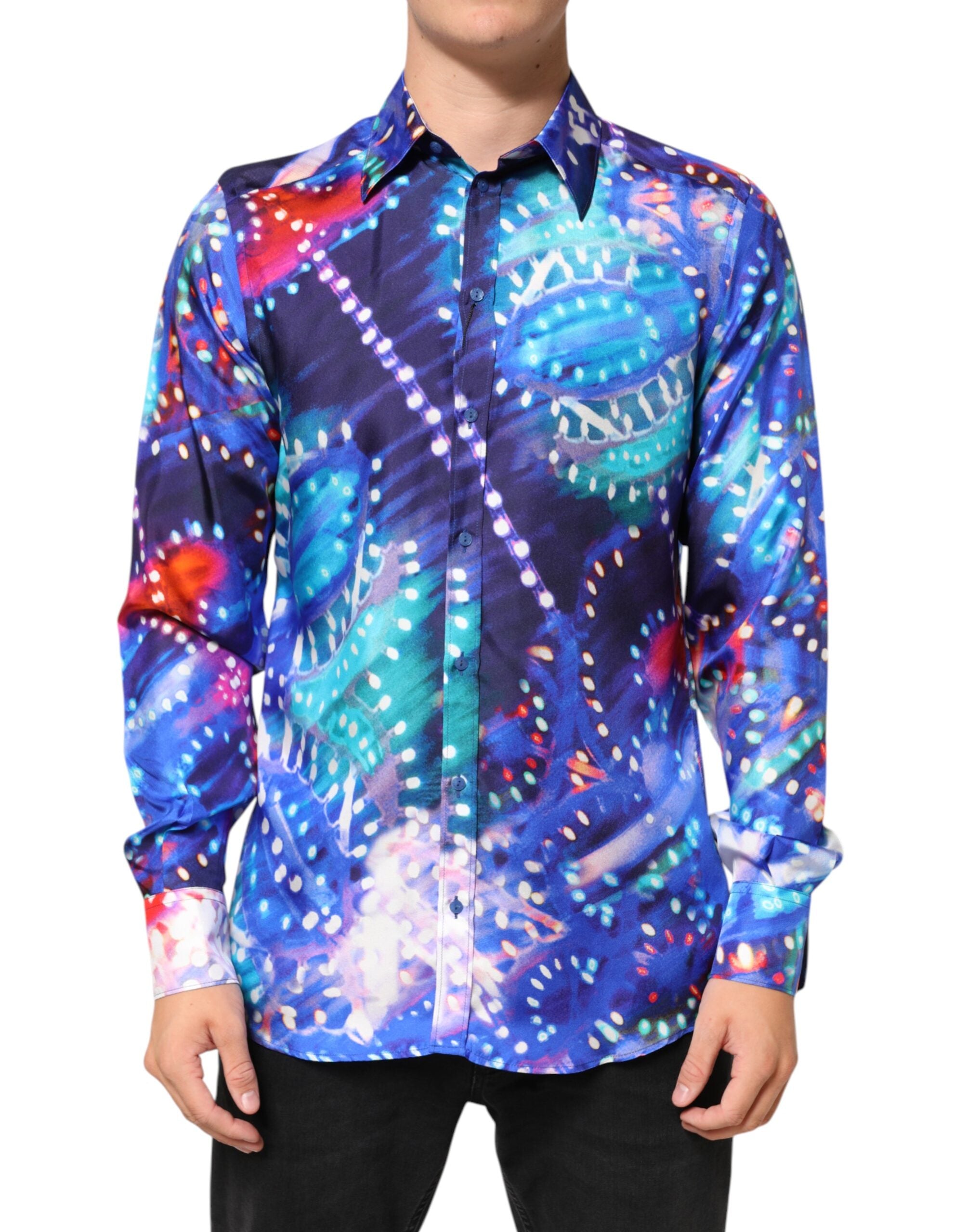 Dolce & Gabbana Multicolor Luminarie MARTINI Slim Men Men's Shirt