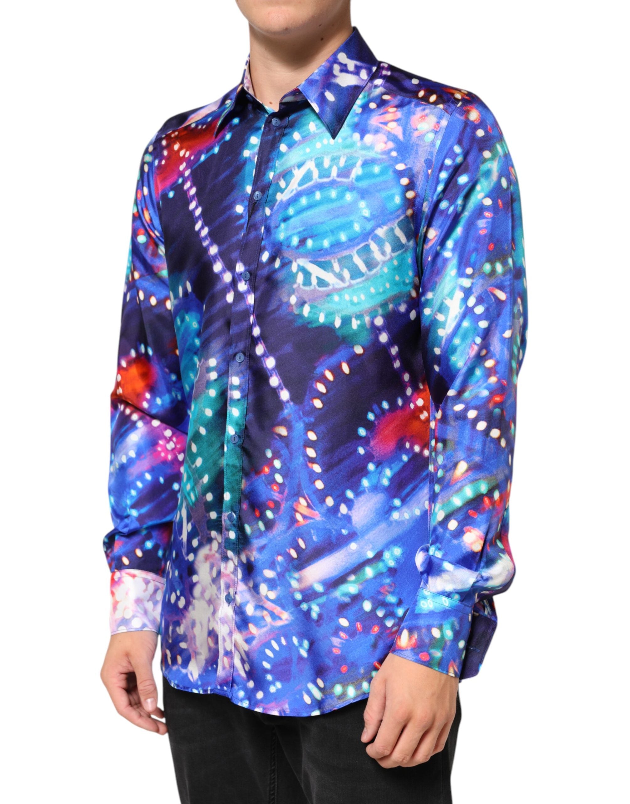 Dolce & Gabbana Multicolor Luminarie MARTINI Slim Men Men's Shirt