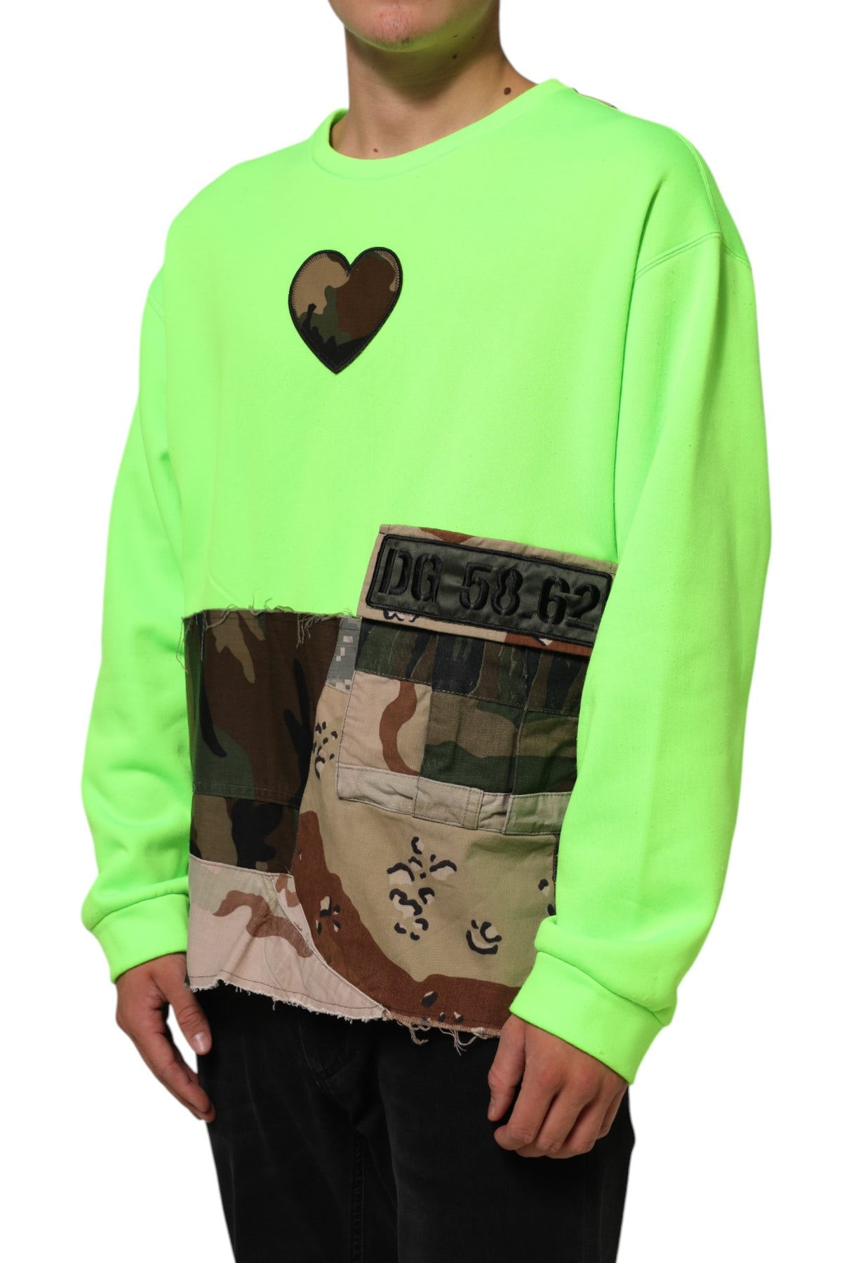 Dolce & Gabbana Green Patchwork Men Sweatshirt Men's Sweater (Pre-Owned)