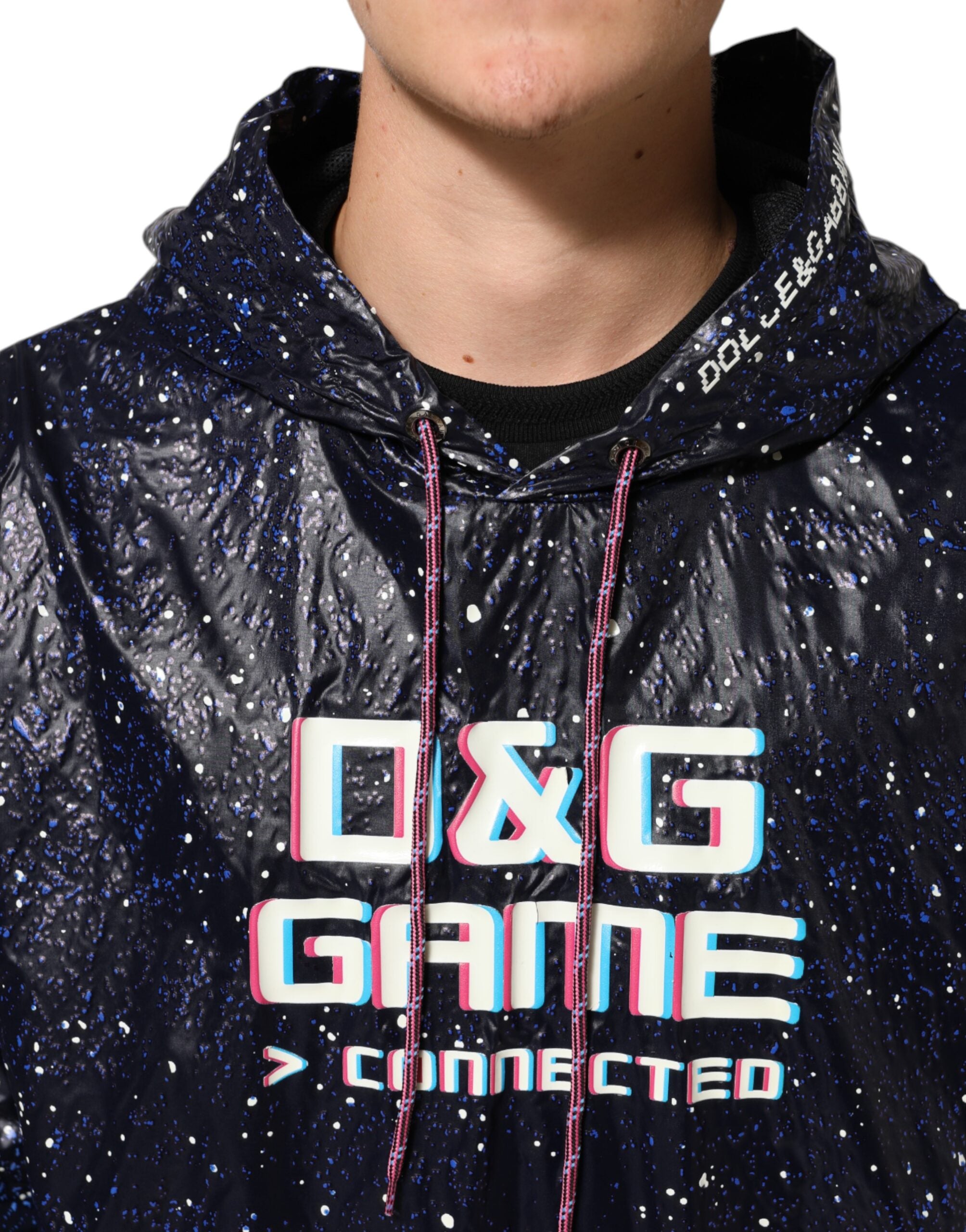 Dolce & Gabbana Blue D&G Game Hooded Men Sweatshirt Men's Sweater