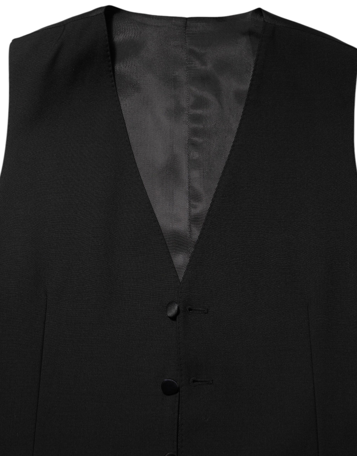 Dolce & Gabbana Black Wool Dress Formal Men Waistcoat Men's Vest