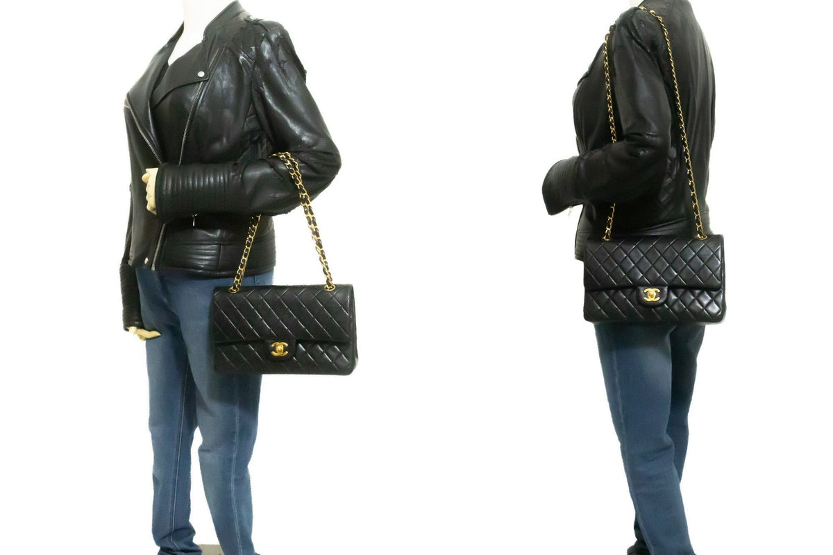 Chanel Classic Bowler Quilted Caviar Black Leather Handbag (Pre-Owned)