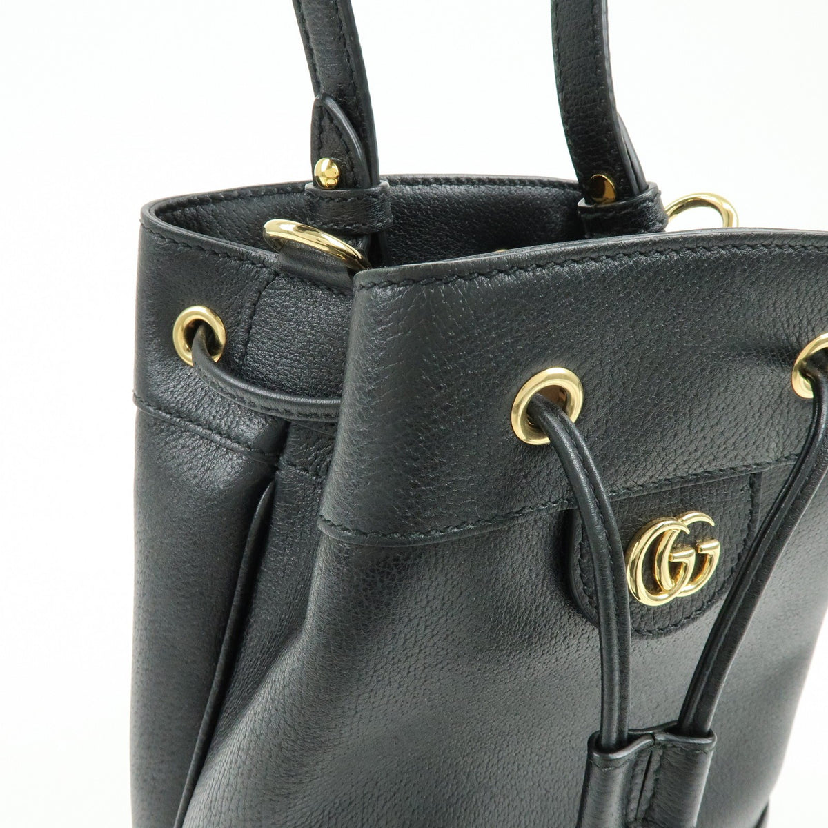 Gucci Ophidia Bucket Leather Black Leather Handbag (Pre-Owned)