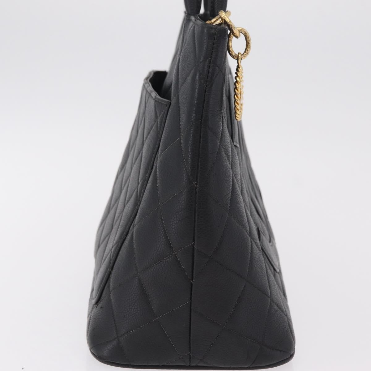 Chanel Medallion Quilted Caviar Black Calfskin Tote Bag Bag (Pre-Owned)
