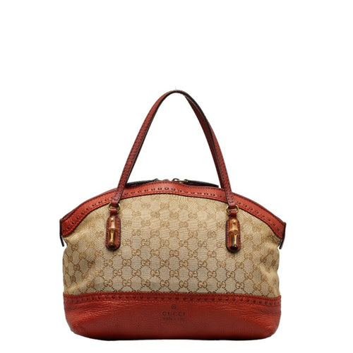 Gucci Bamboo Beige Canvas Handbag (Pre-Owned)