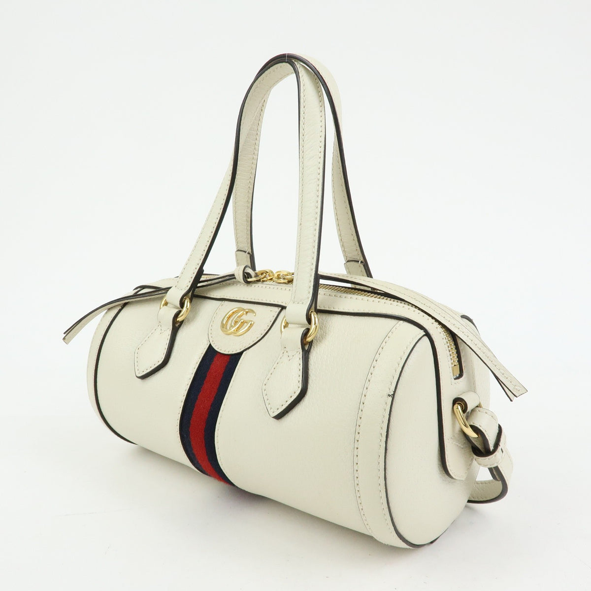 Gucci Ophidia Boston Leather White Leather Handbag (Pre-Owned)