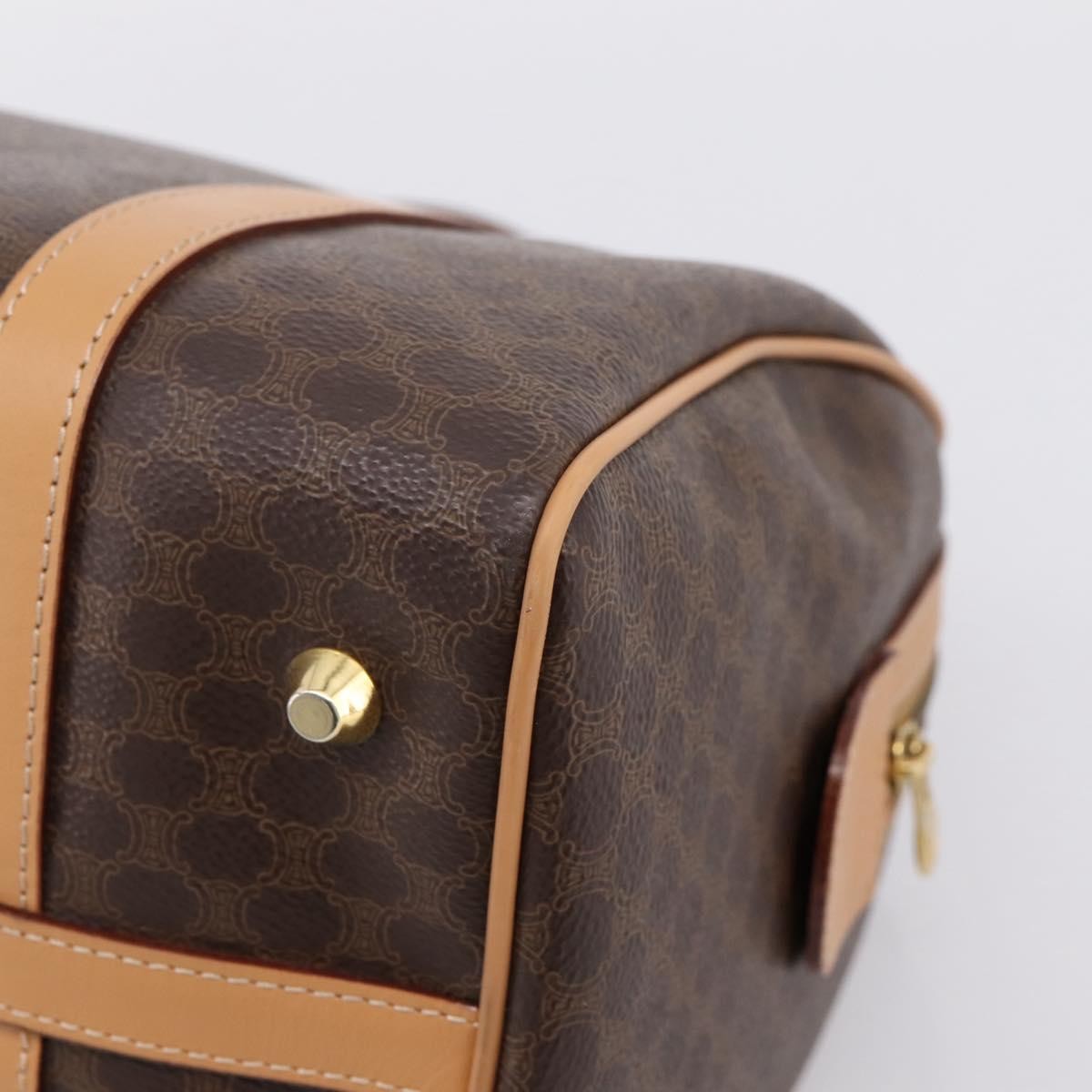 Celine Boston Triomphe Xl Coated Canvas Brown Pvc Handbag (Pre-Owned)