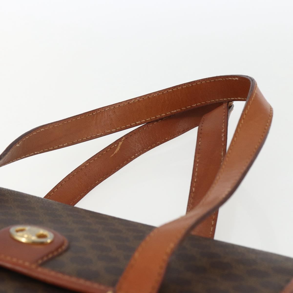 Celine Vintage Macadam Canvas And Leather Brown Canvas Handbag (Pre-Owned)