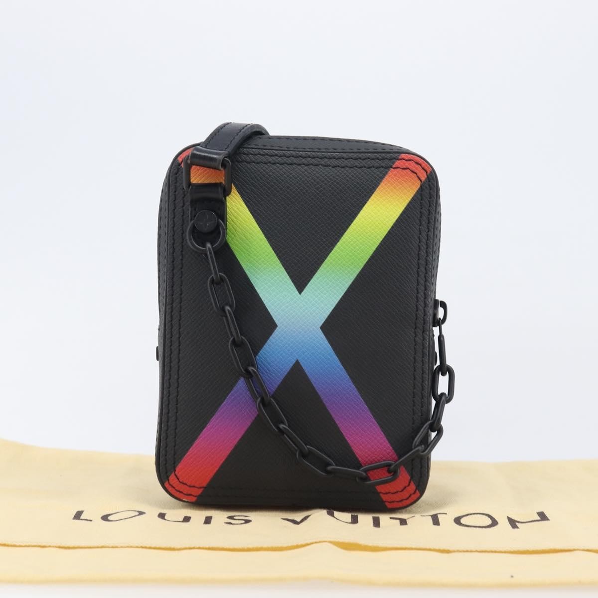 Louis Vuitton Danube Messenger Rainbow Taiga Leather Black Leather Handbag (Pre-Owned)