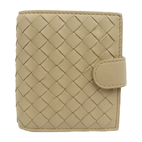Bottega Veneta Intrecciato Beige Leather Wallet  (Pre-Owned)