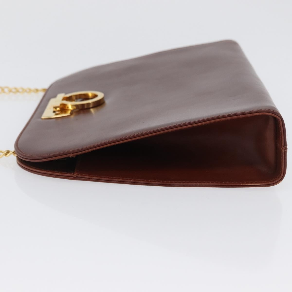 Salvatore Ferragamo Vintage Gancini Chain Leather Brown Leather Shoulder Bag Bag (Pre-Owned)