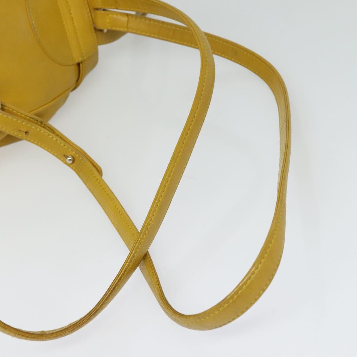 Christian Dior Vintage Flap Leather Yellow Leather Backpack Bag (Pre-Owned)