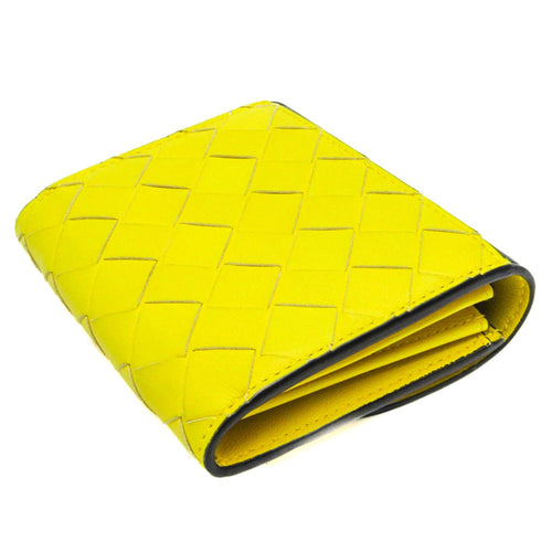 Bottega Veneta Intrecciato Yellow Leather Wallet  (Pre-Owned)