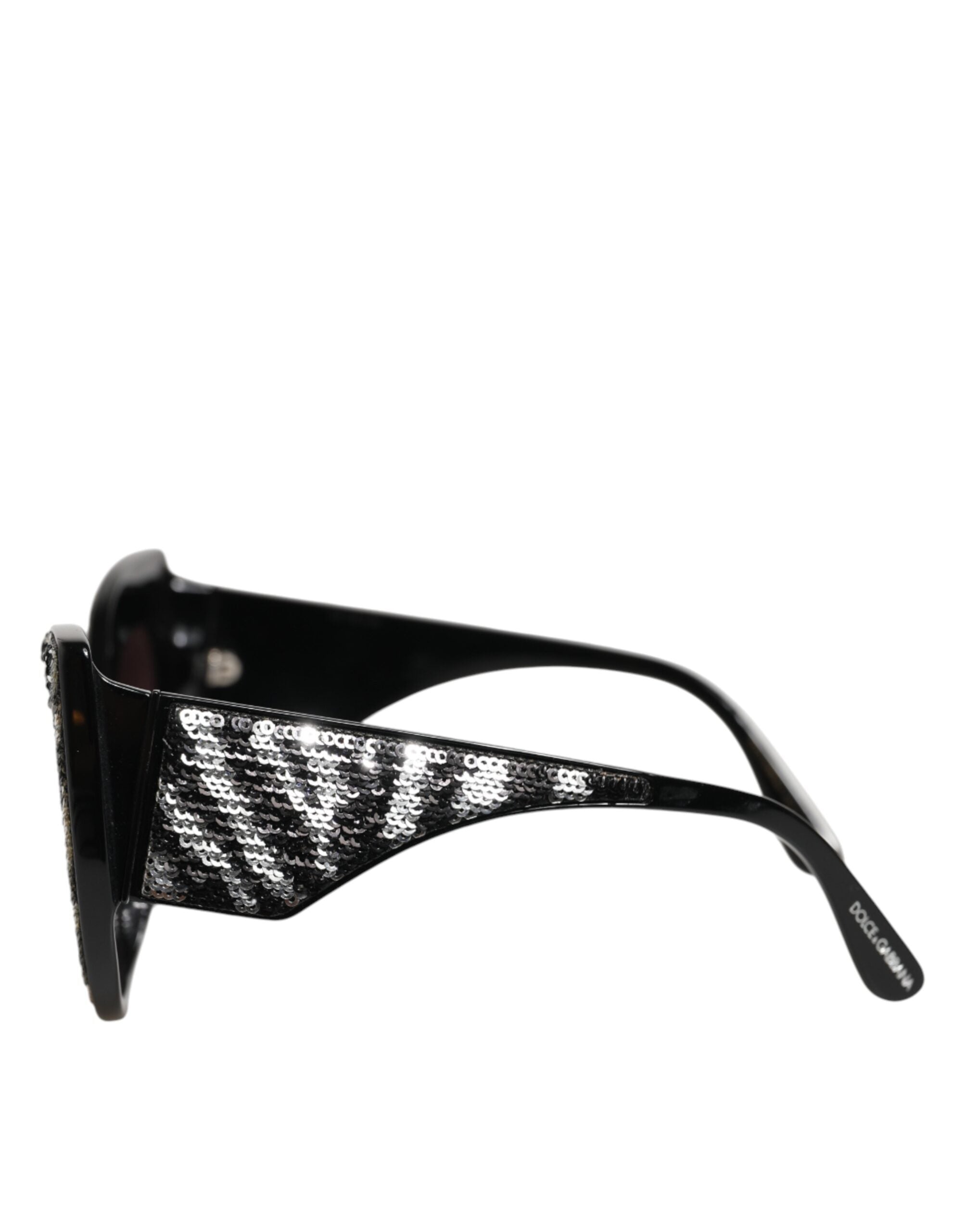 Dolce & Gabbana Black Silver Sequin Butterfly Polarized Women's Sunglasses