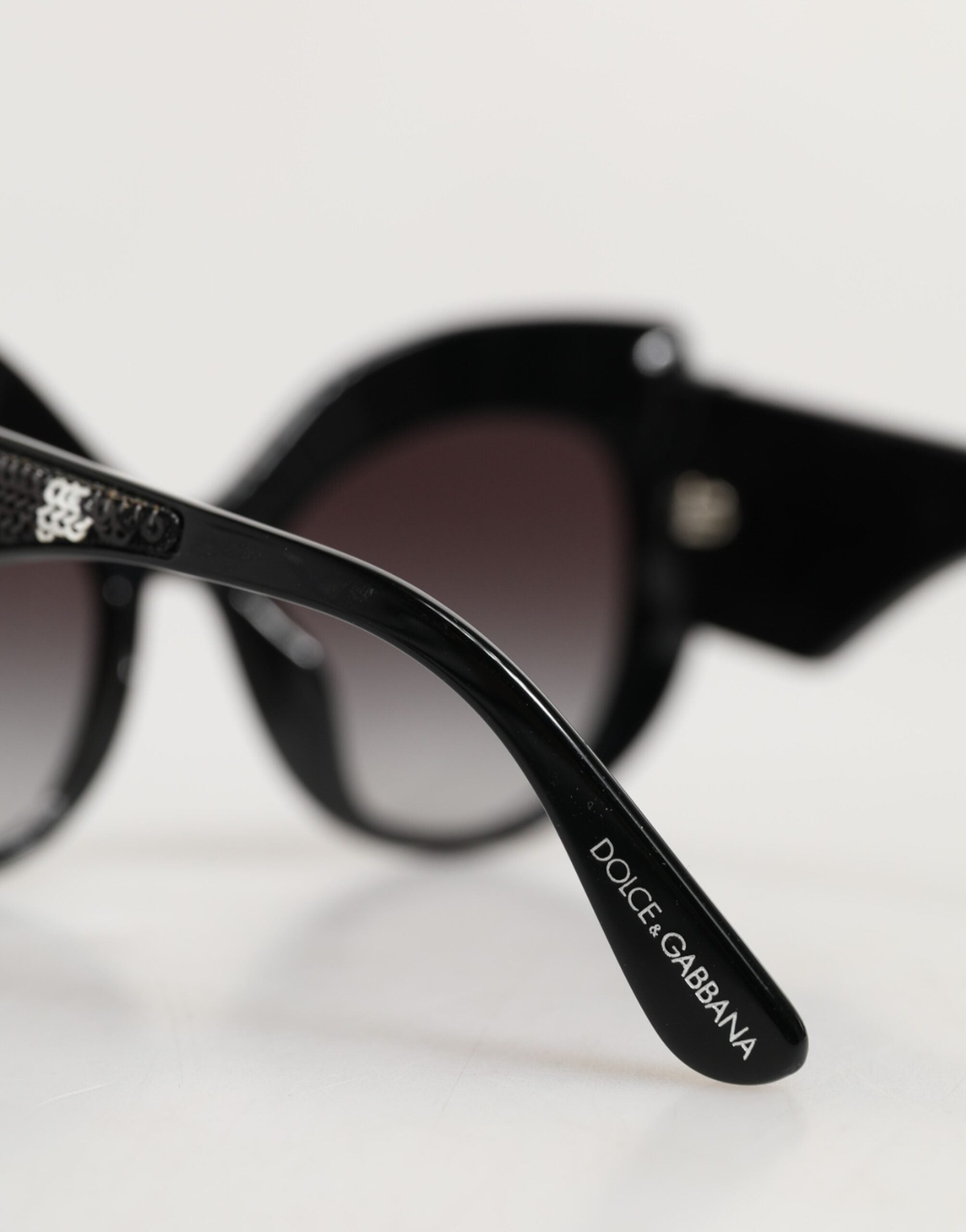 Dolce & Gabbana Black Silver Sequin Butterfly Polarized Women's Sunglasses