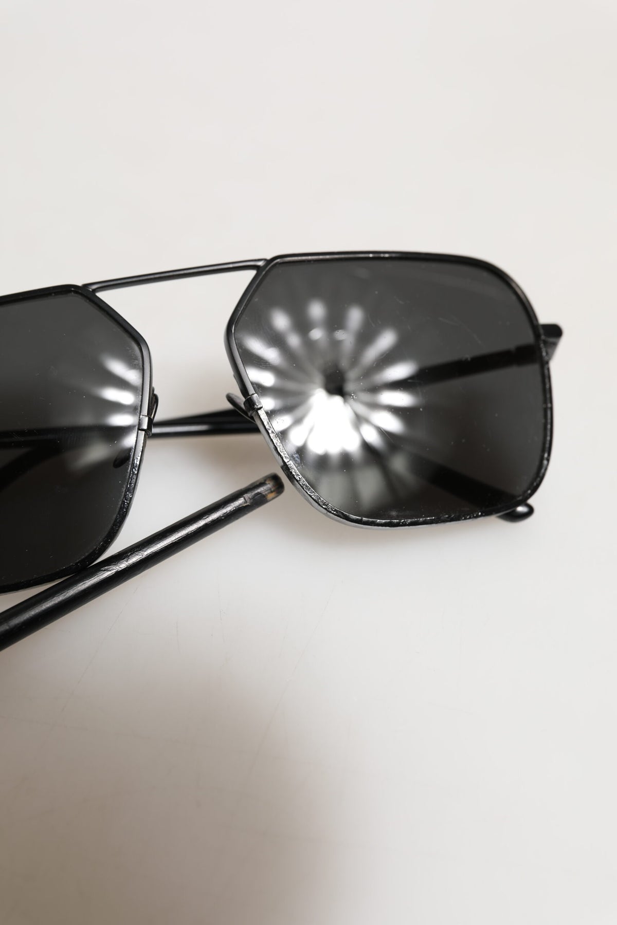 Dolce & Gabbana Black Metal Frame Square Lenses Shades Eyewear Women's Sunglasses (Pre-Owned)