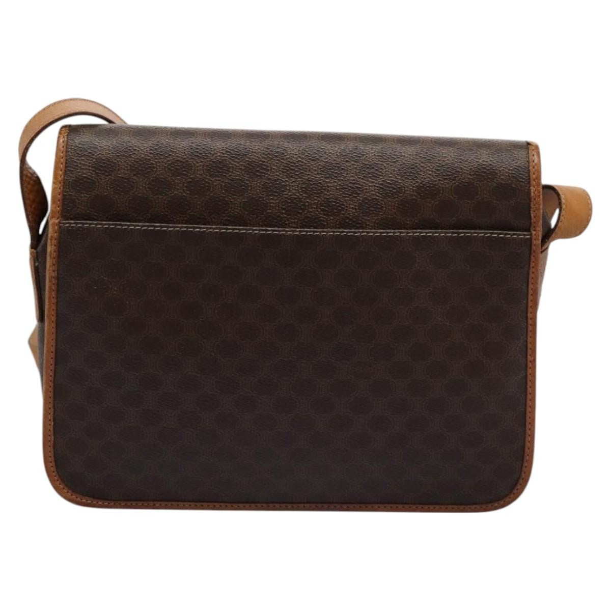 Celine Vintage Macadam Canvas And Leather Brown Canvas Shoulder Bag Bag (Pre-Owned)