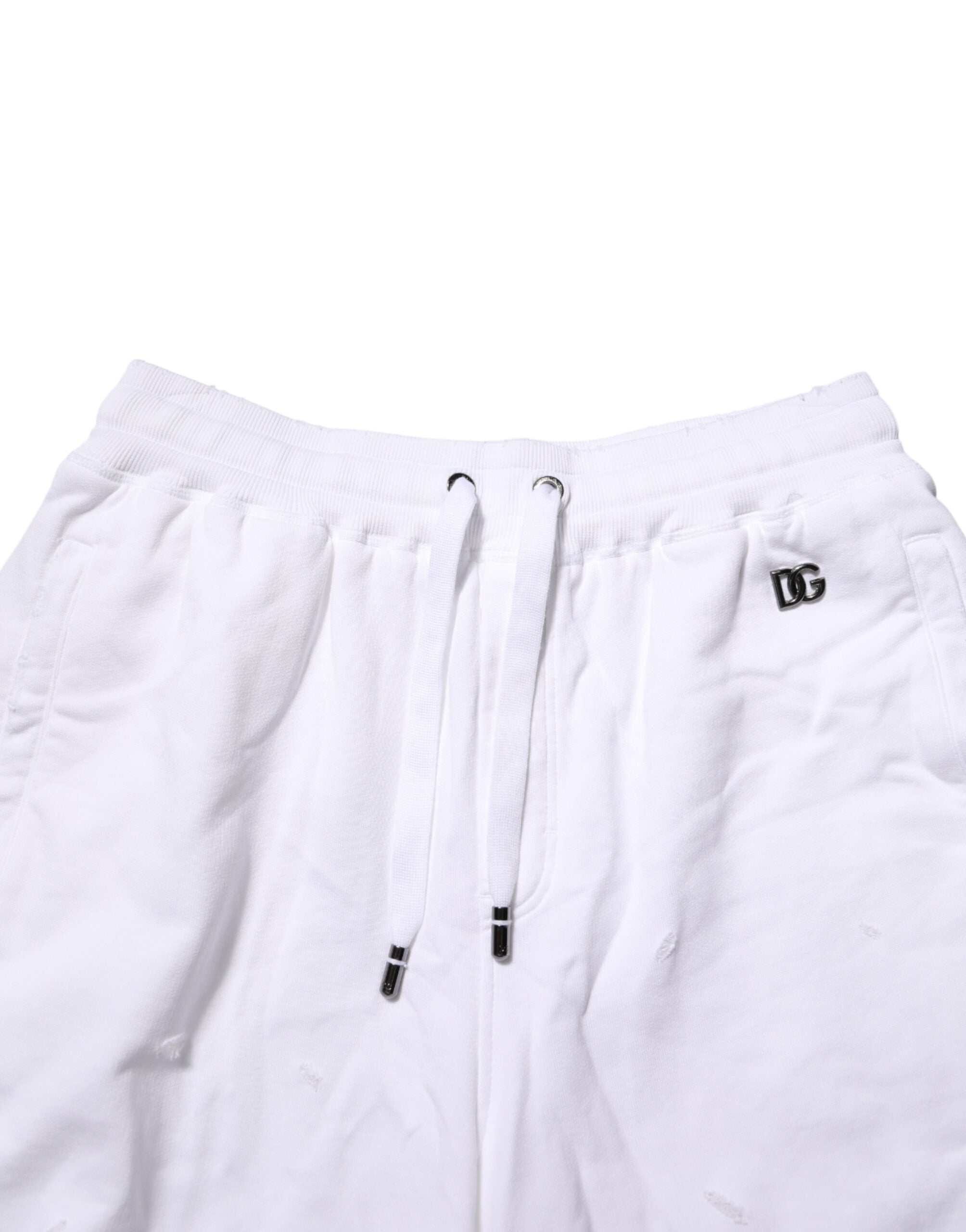 Dolce & Gabbana White Distressed Cotton Men Bermuda Men's Shorts