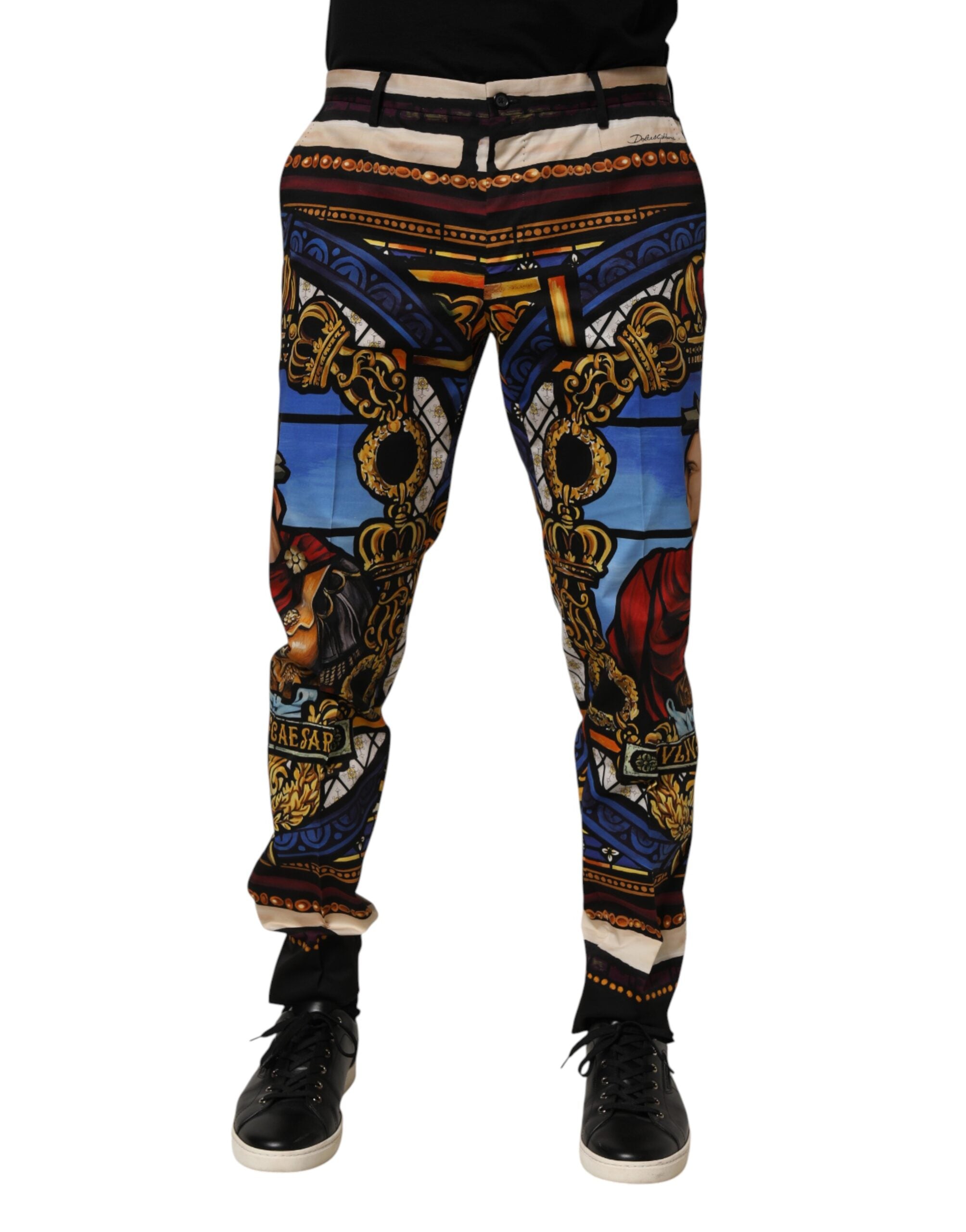 Dolce & Gabbana Multicolor Julias Ceasar Print Tapered Men's Pants